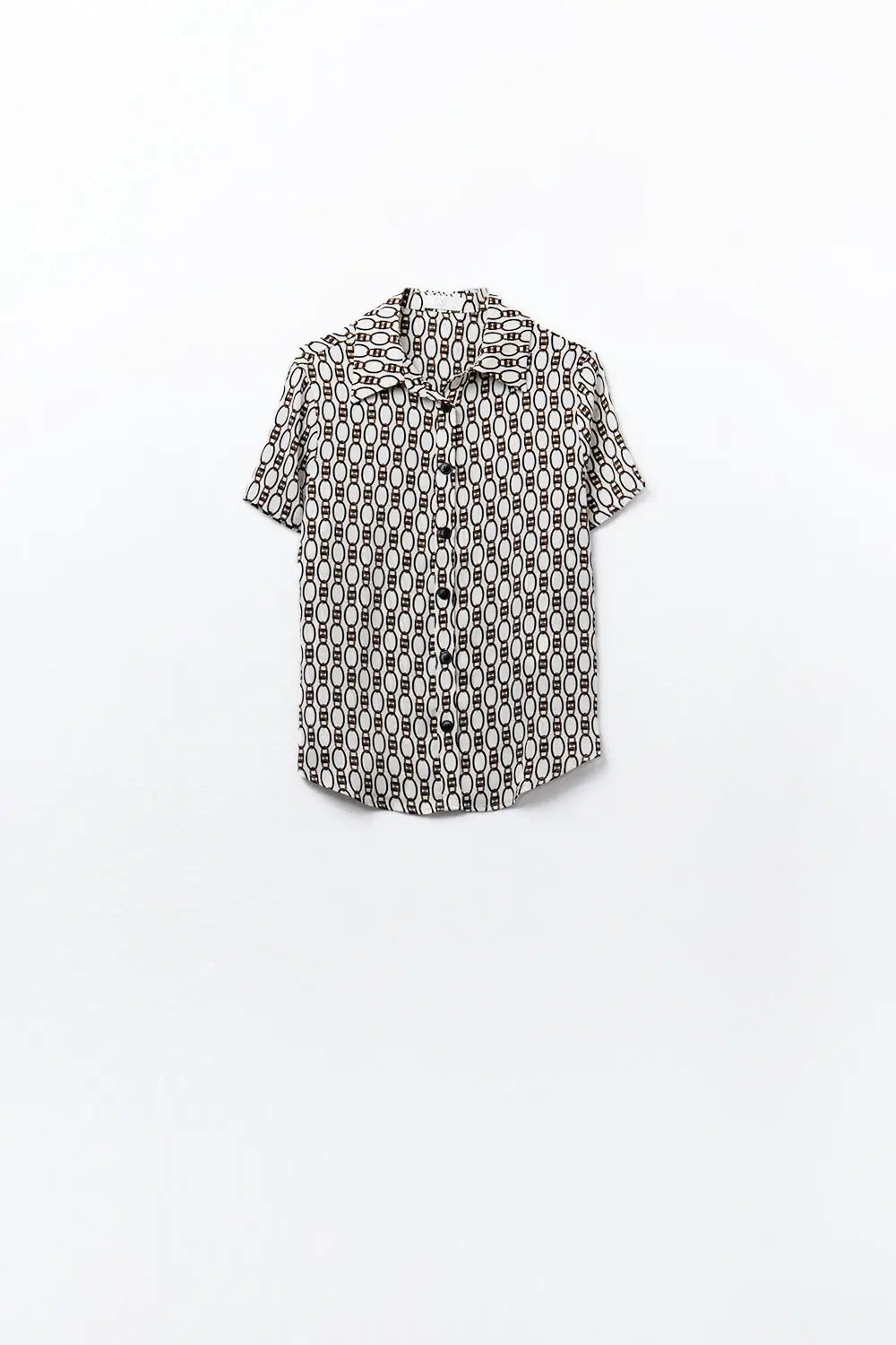 Polo beige à manches courtes imprimé chaîne - Tee-Shirt