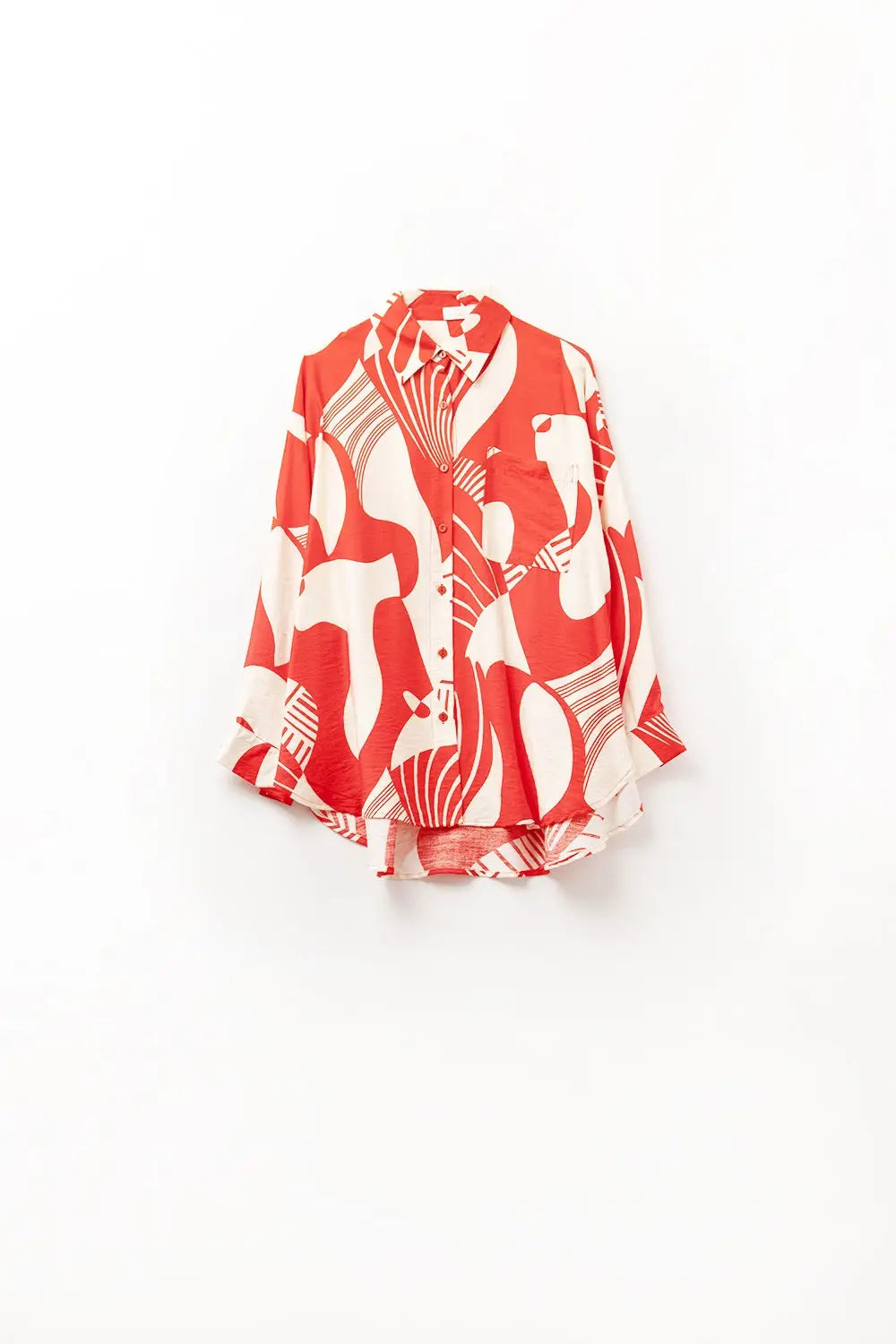 Polo rouge à imprimé abstrait - Tee-Shirt