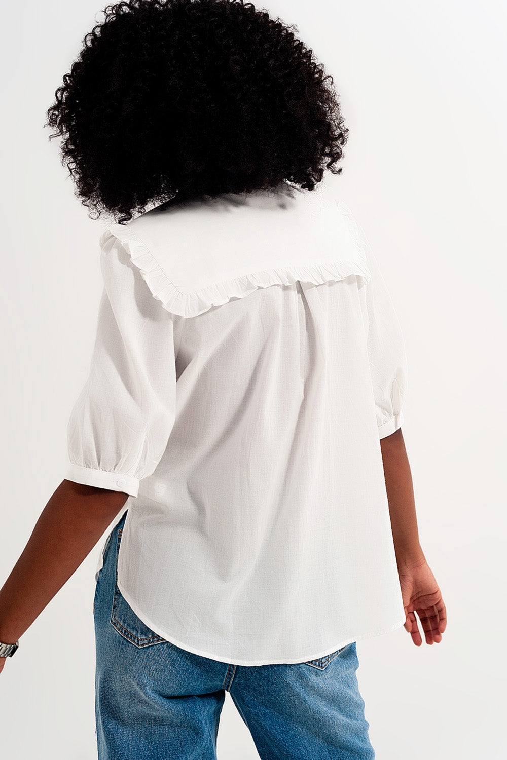 Prairie collar blouse in white