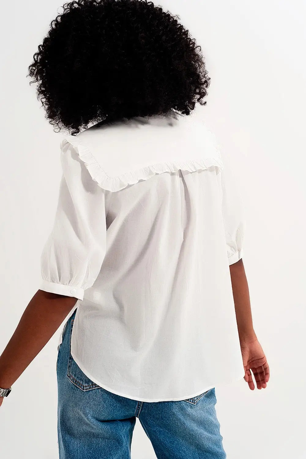 Prairie collar blouse in white - Shirts