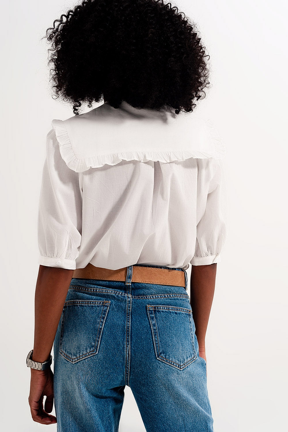 Prairie collar blouse in white