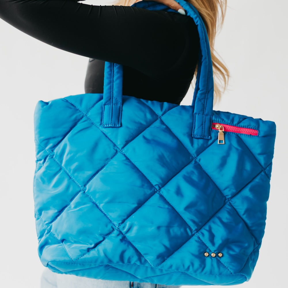 Presley Puffer Quilted Tote Bag With Pouch - MELISSA JEAN