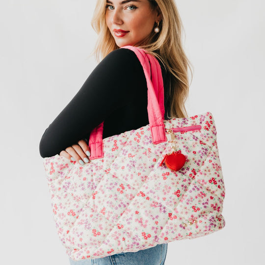 Presley Puffer Quilted Tote Bag With Pouch - MELISSA JEAN