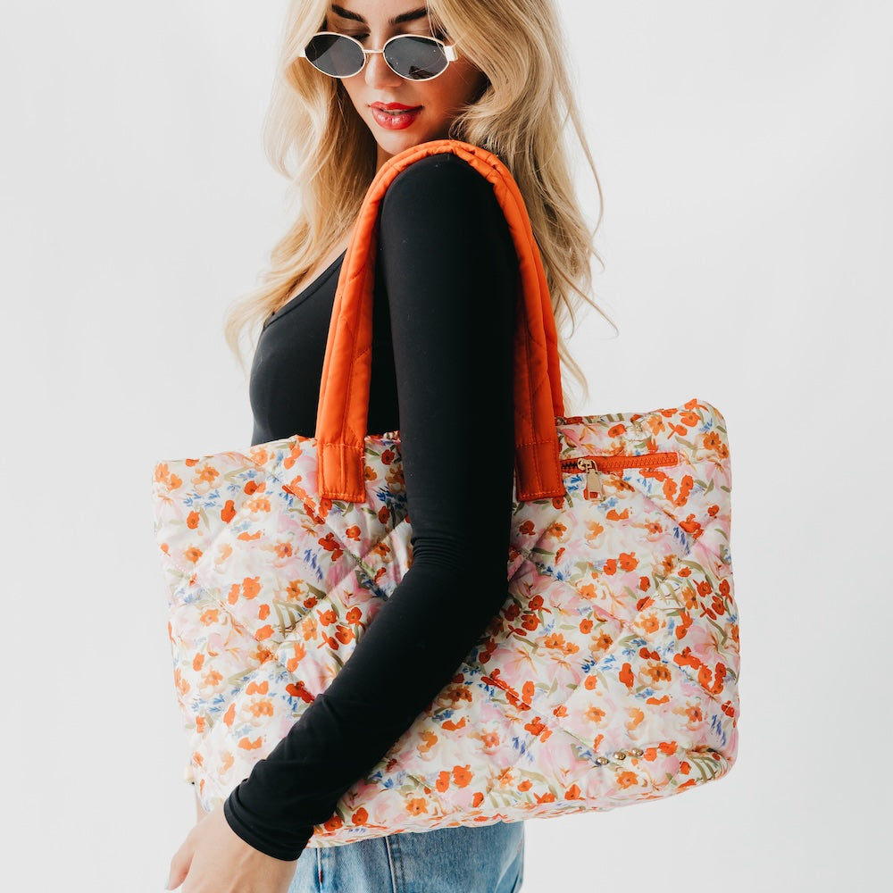 Presley Puffer Quilted Tote Bag With Pouch - MELISSA JEAN