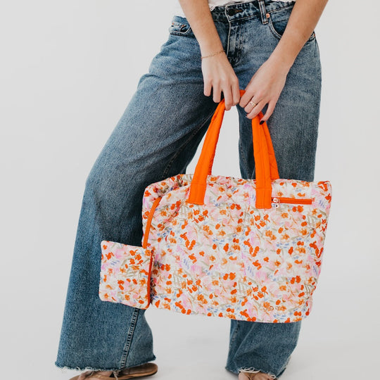 Presley Puffer Quilted Tote Bag With Pouch - MELISSA JEAN