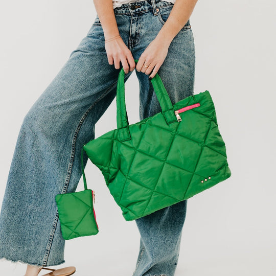Presley Puffer Quilted Tote Bag With Pouch - MELISSA JEAN