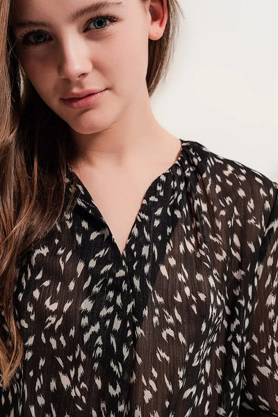 Printed sheer long sleeve blouse - Shirts