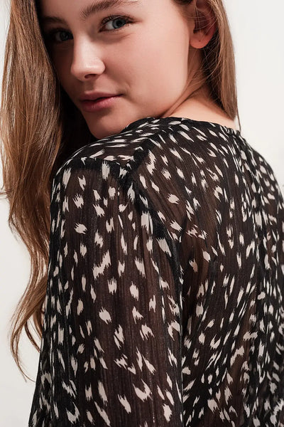 Printed sheer long sleeve blouse - Shirts