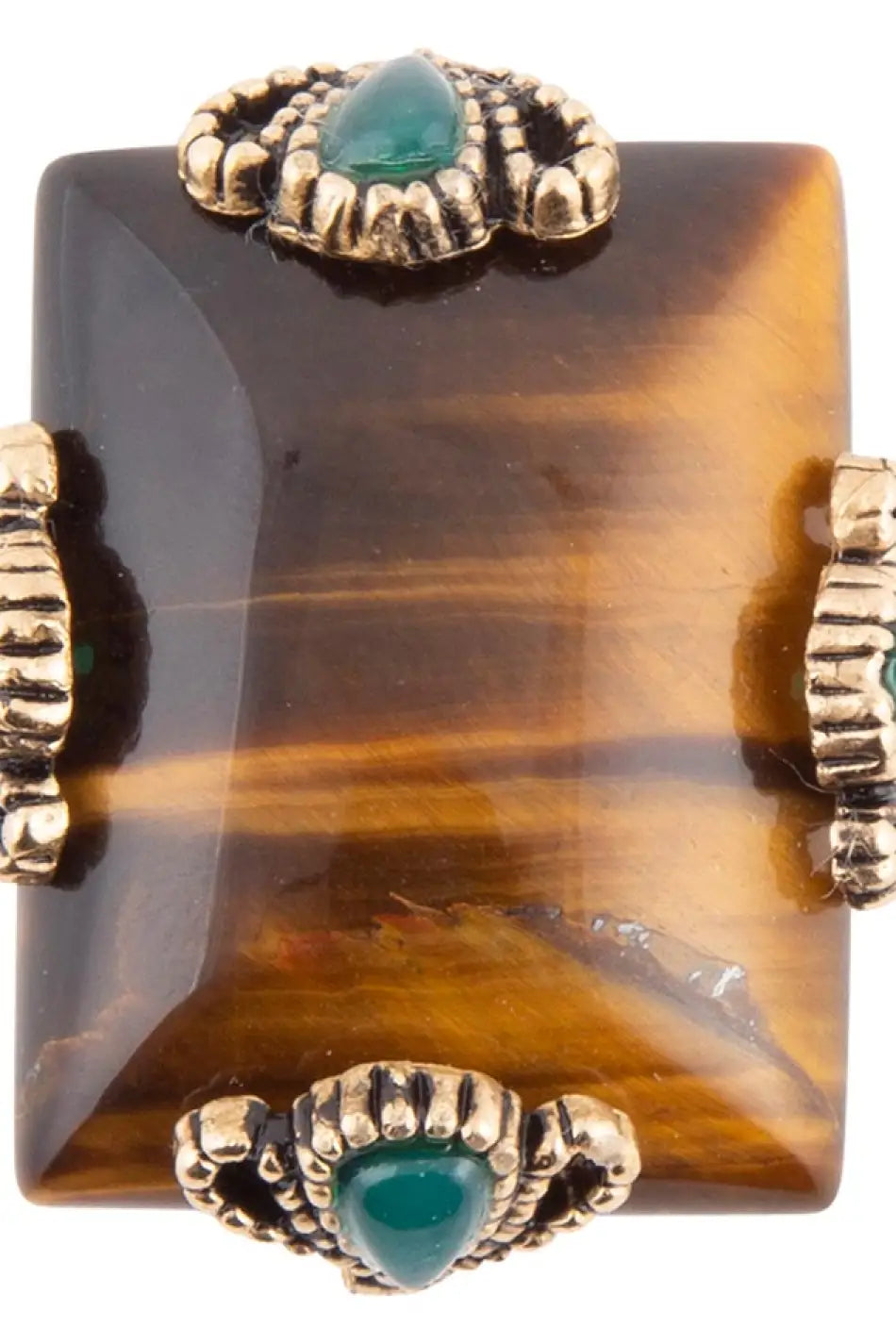 Prismatic Brown Tiger’s Eye Statement Golden Ring - Rings