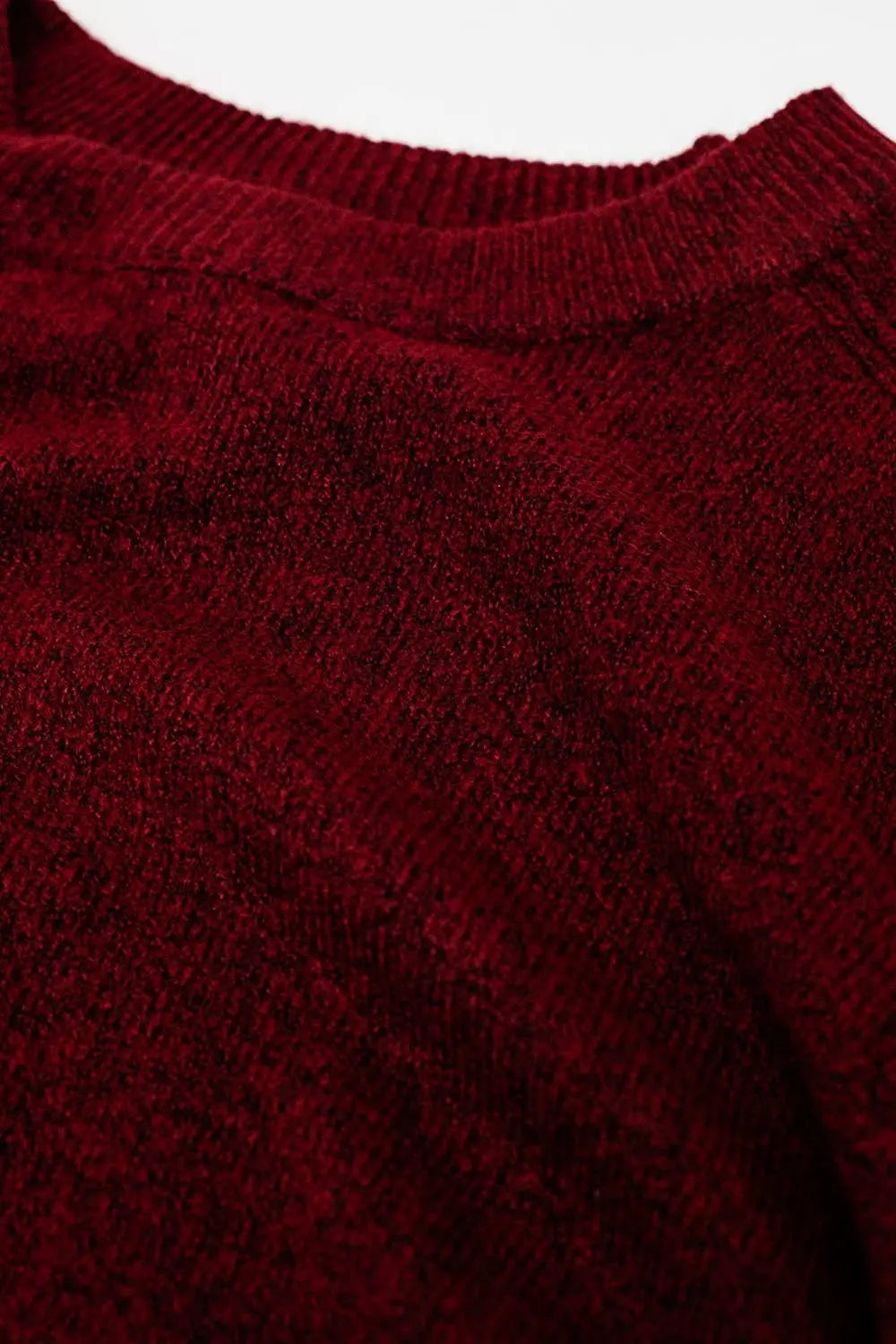 Pull à col ras du cou bourgogne avec coutures sur les manches - Pulls