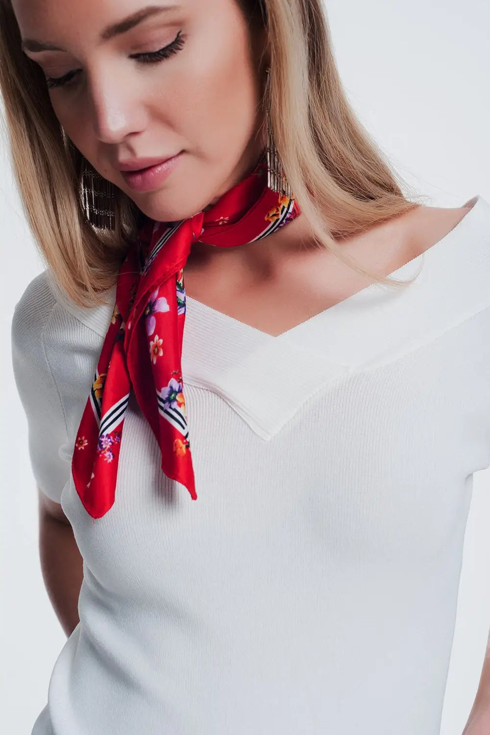 Pull à col V Crème - Pulls