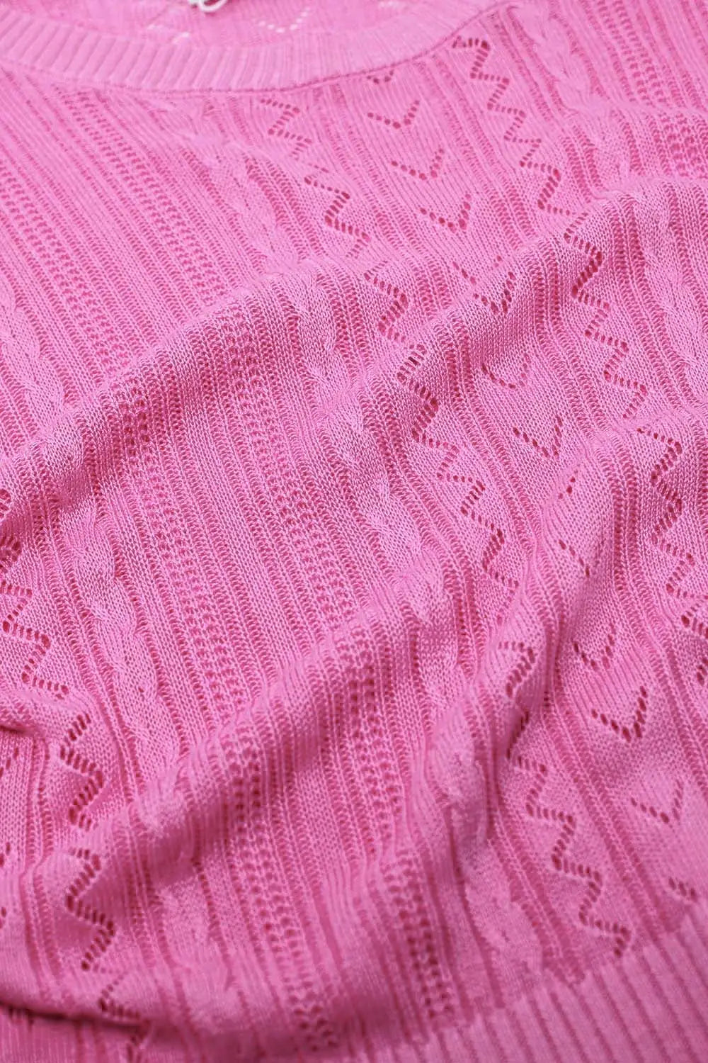 Pull à manches 3/4 en tricot fuchsia avec détails de rayures en zig-zag - One Size / fuchsia - Pulls