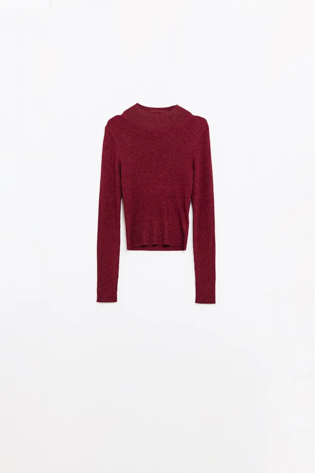 Pull à manches longues à col roulé et paillettes rouges étincelantes - Pulls