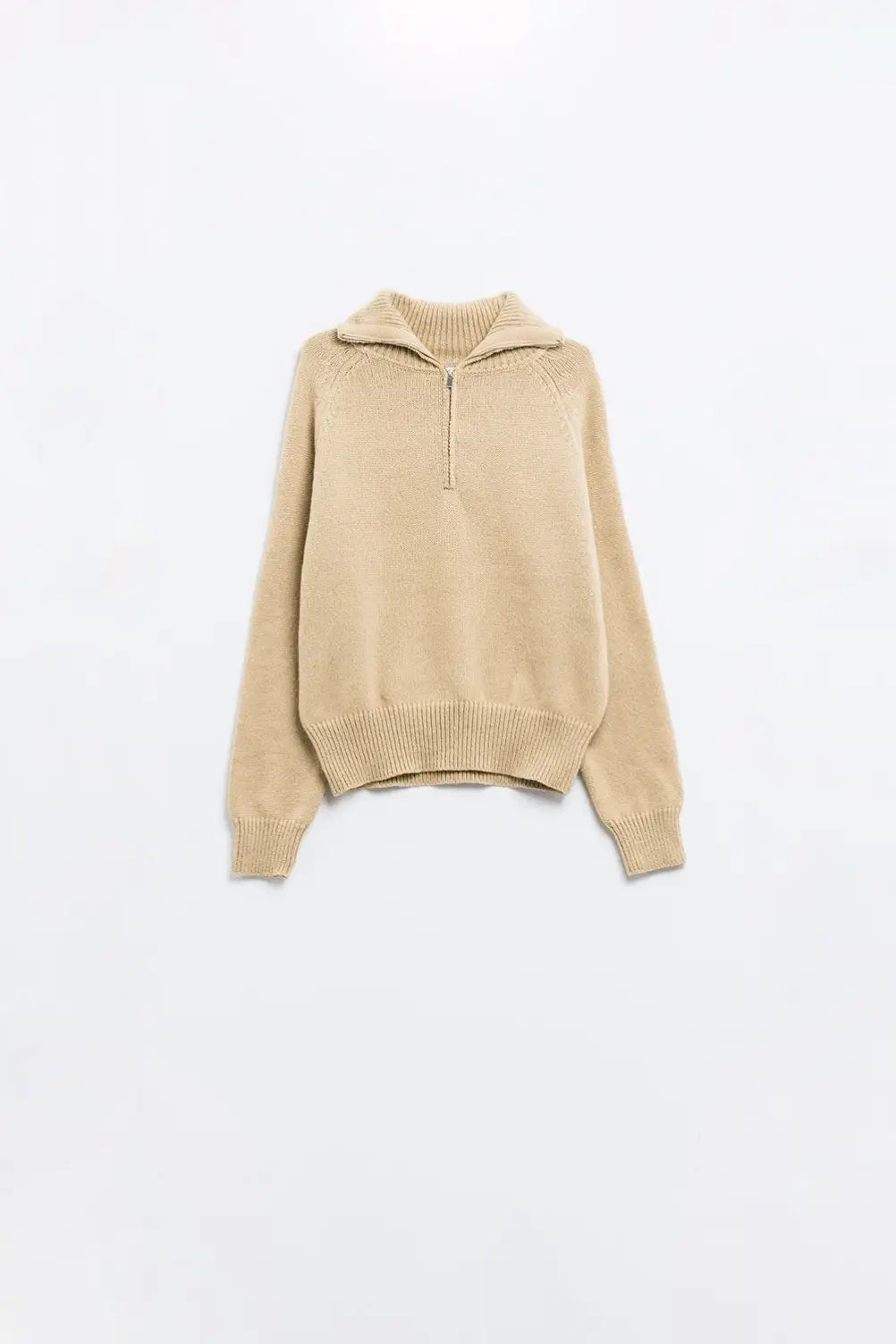 Q2 pull beige avec fermeture à glissière