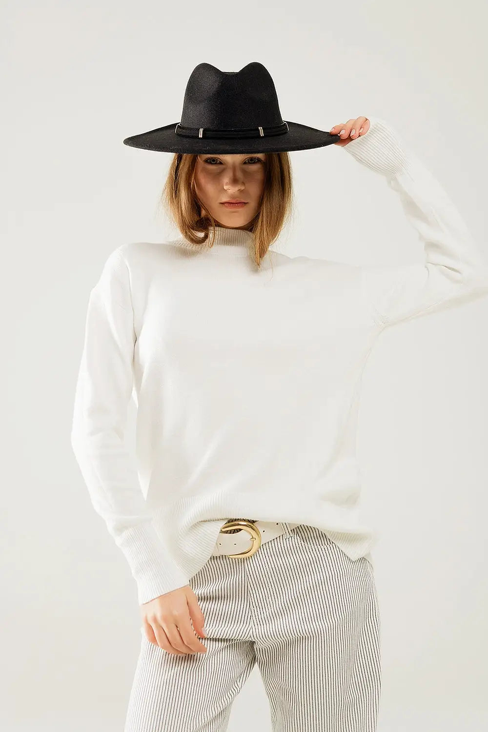 Pull blanc ample avec dos ouvert - One Size / blanc