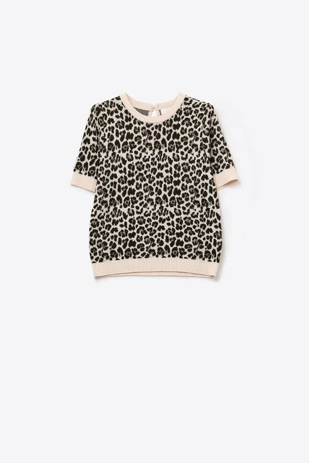 Pull chic à manches courtes imprimé léopard - Pulls