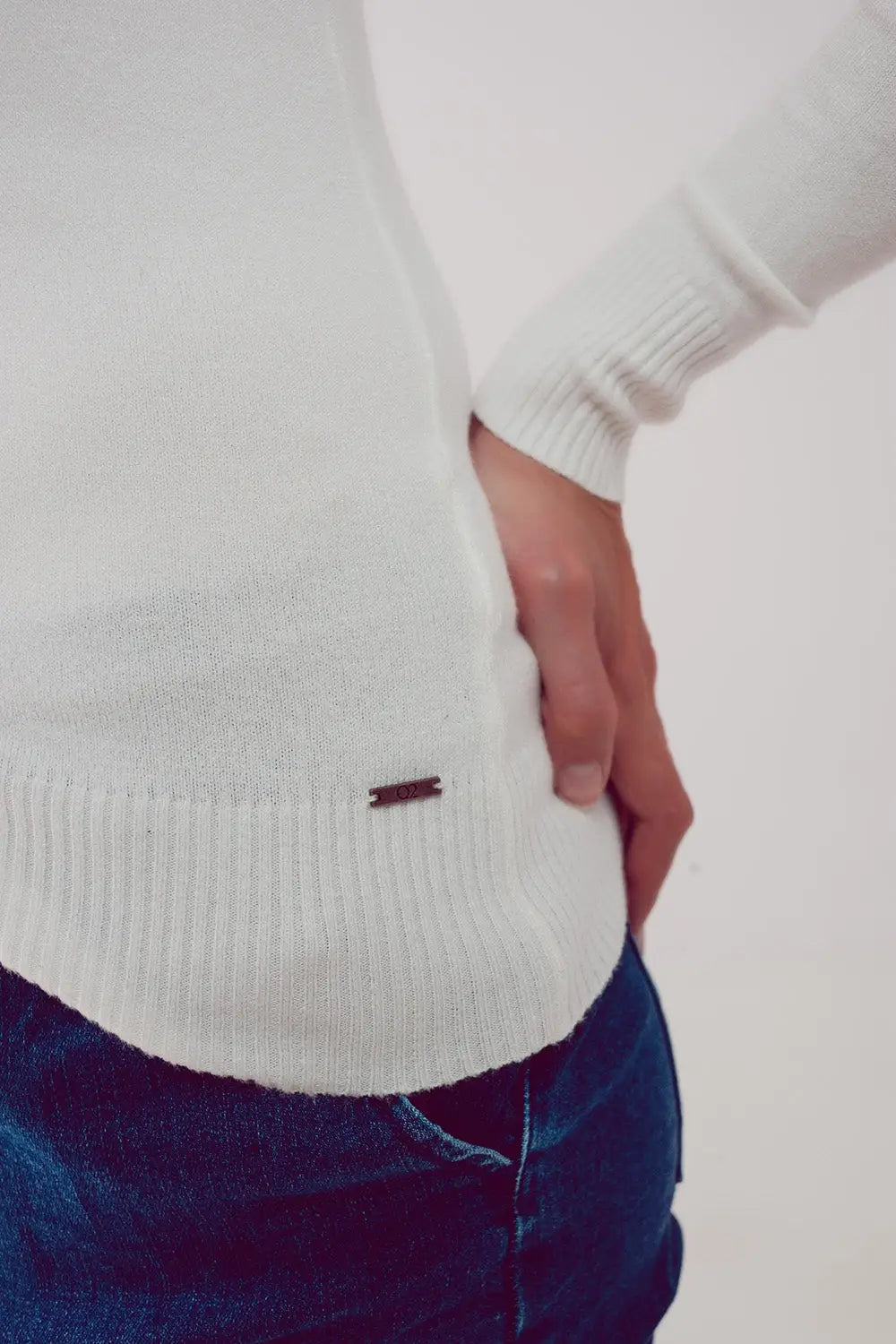 Pull col montant creme - Pulls