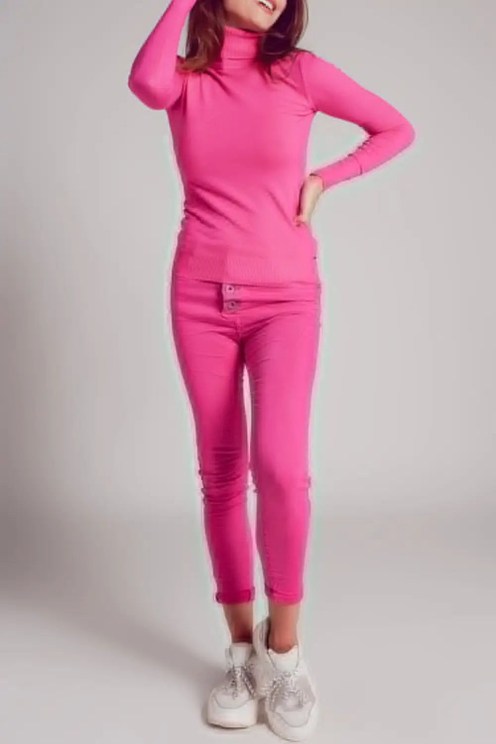 Pull col montant fuchsia - Pulls
