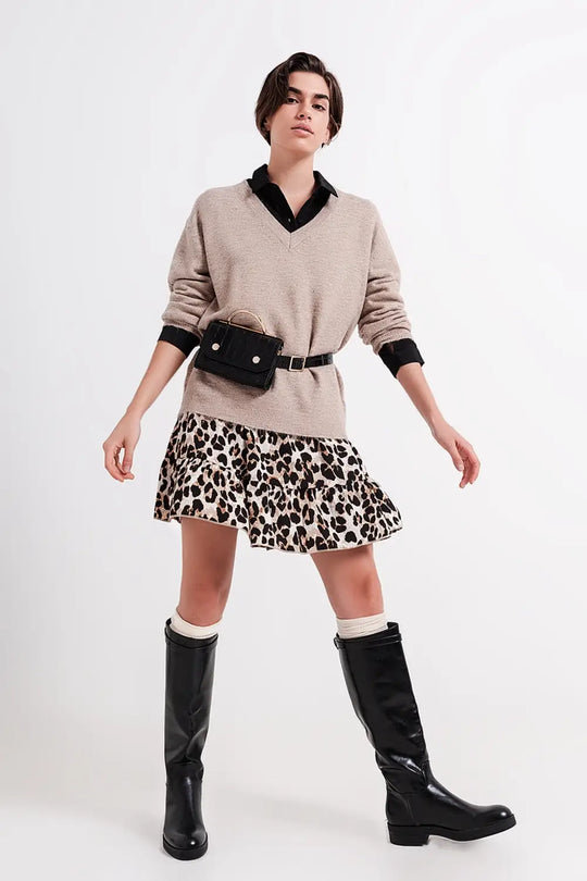 Pull col V brun - Pulls