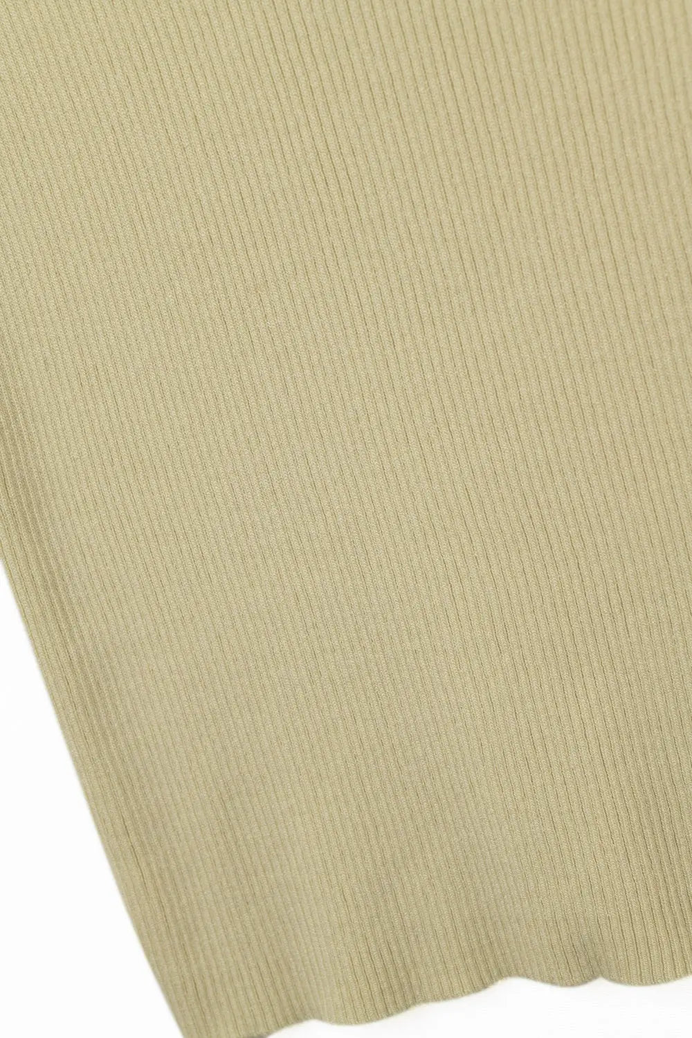 Pull côtelé à col haut et manches courtes en beige - One Size / beige - Pulls
