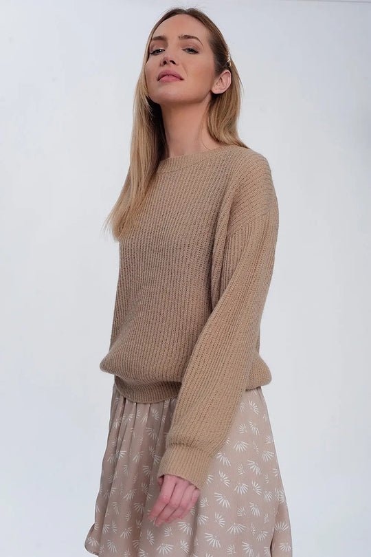 Pull côtelé beige clair - Pulls
