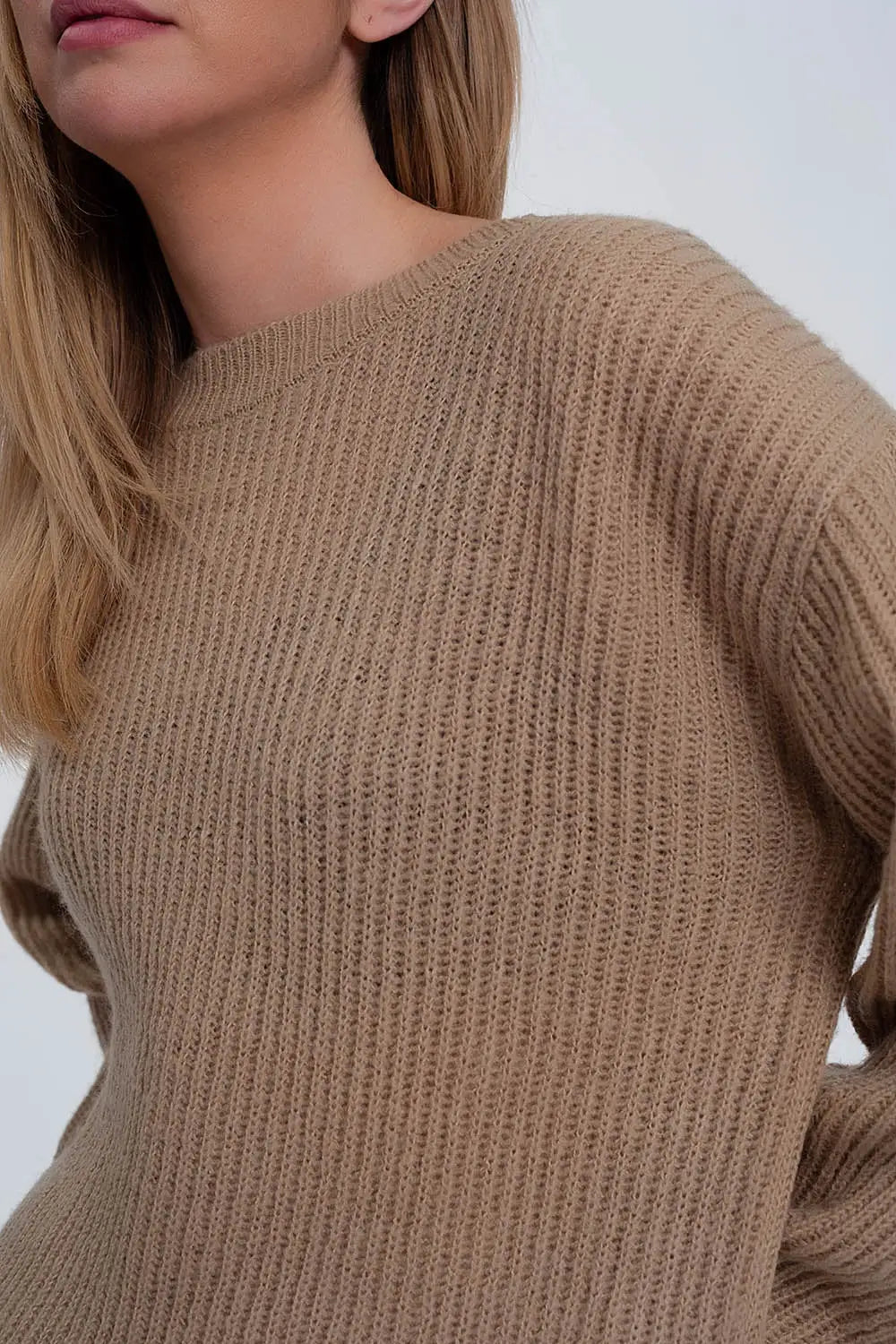 Pull côtelé beige clair - Pulls