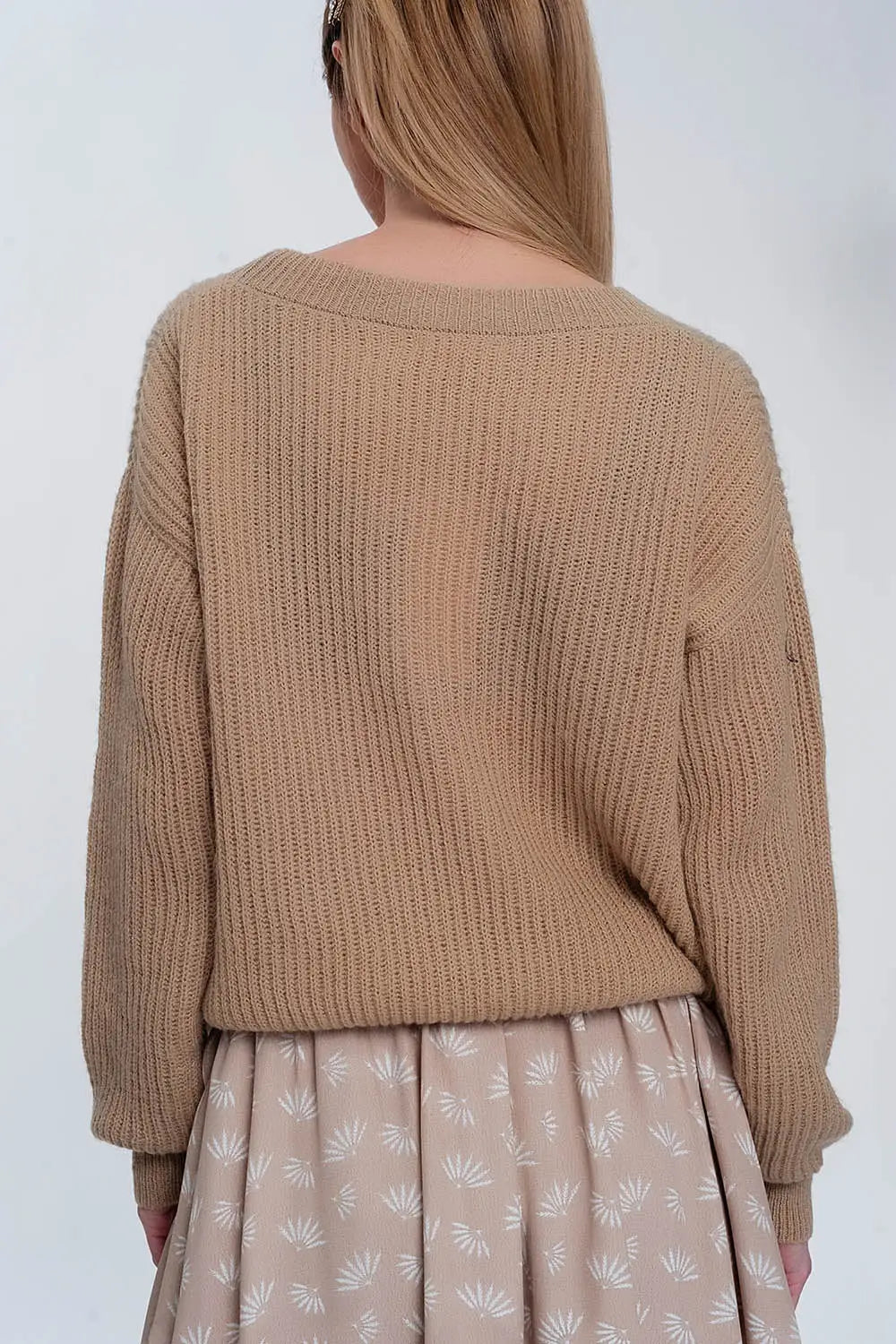 Pull côtelé beige clair - Pulls