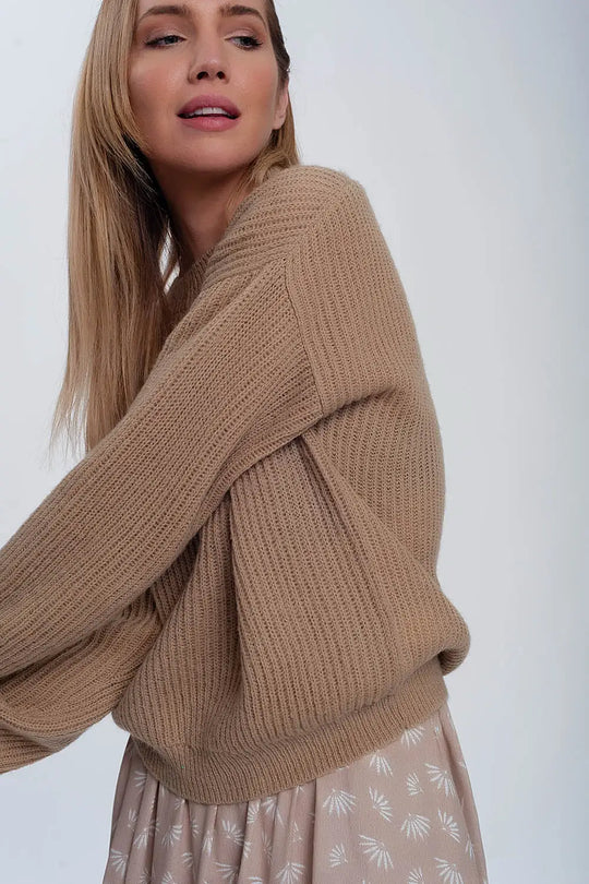 Pull côtelé beige clair - Pulls