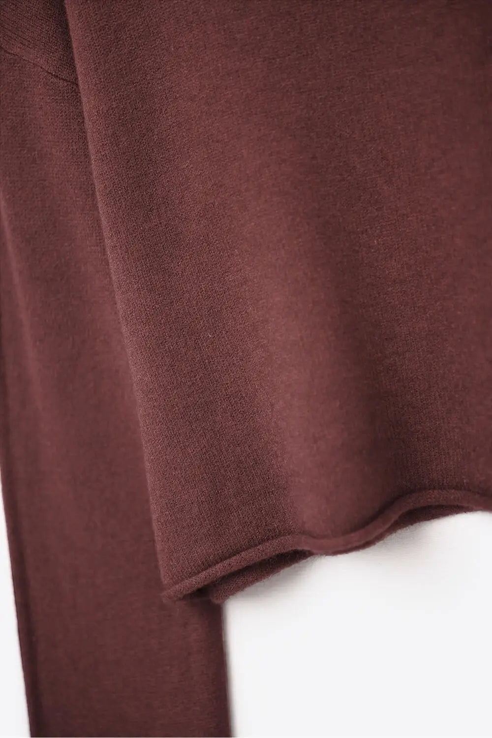 Pull court bordeaux à ourlet et col - One Size / rouge