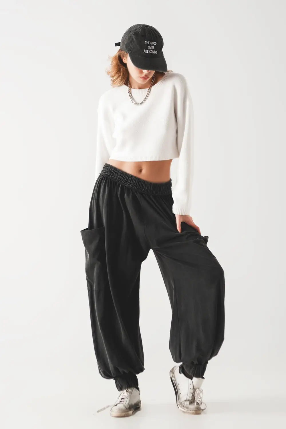 Pull court en maille duveteuse creme - Pulls