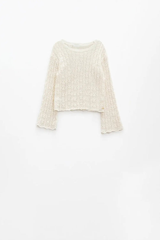 Pull crème à manches évasées - Pulls