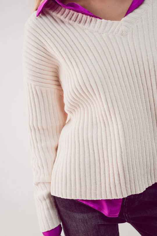 Pull en maille chenille crème - Pulls