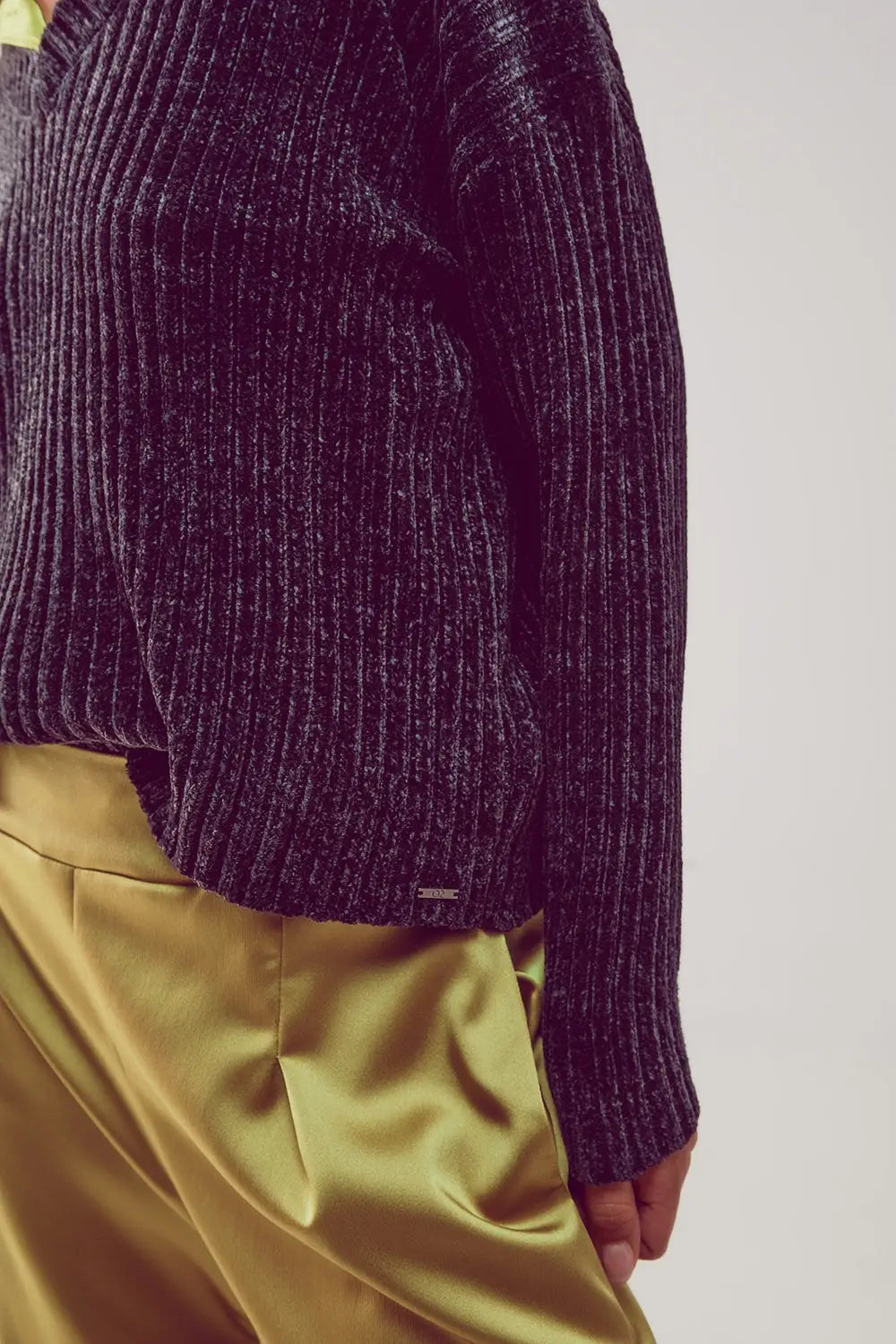 Pull en maille chenille gris foncé - Pulls