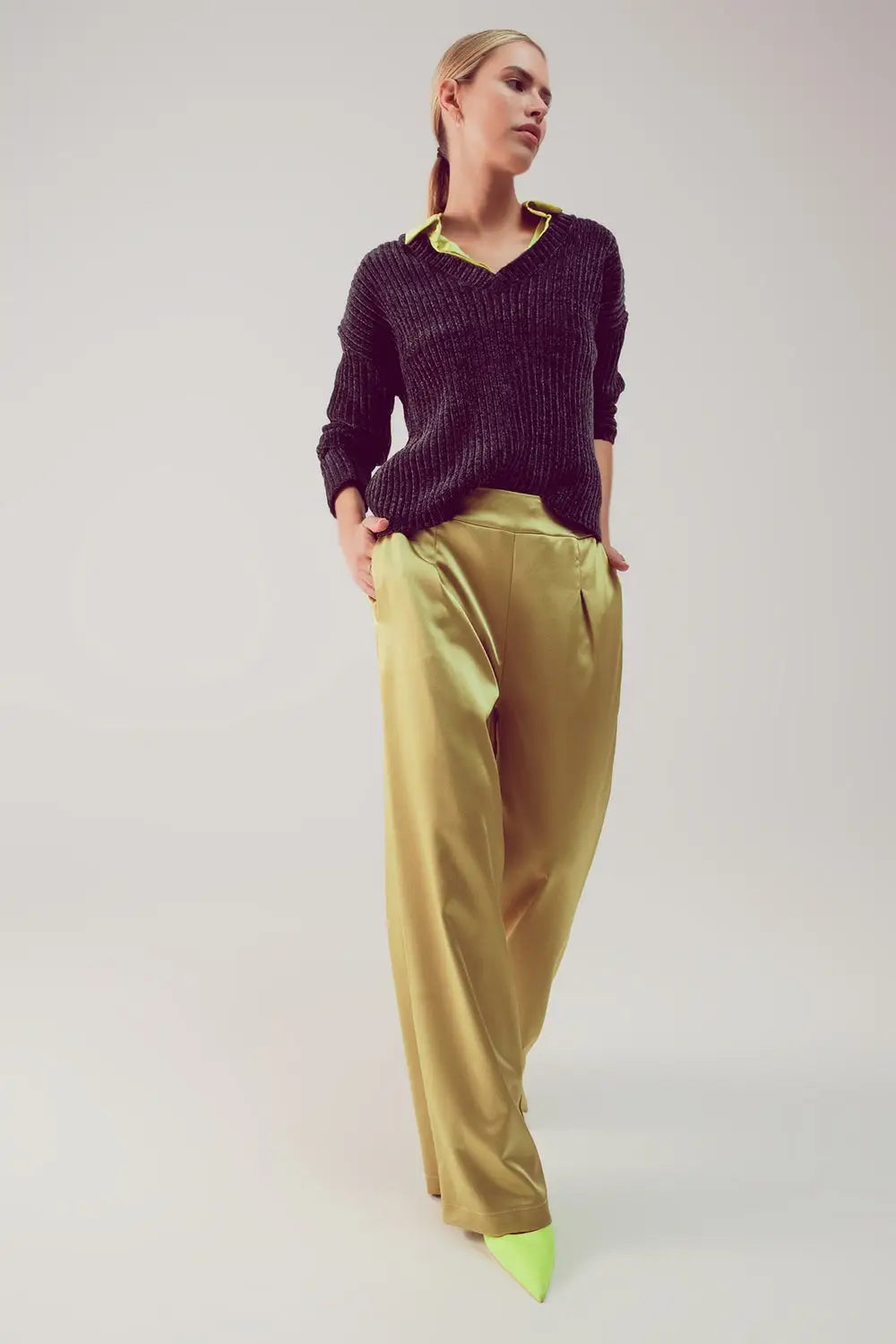 Pull en maille chenille gris foncé - Pulls