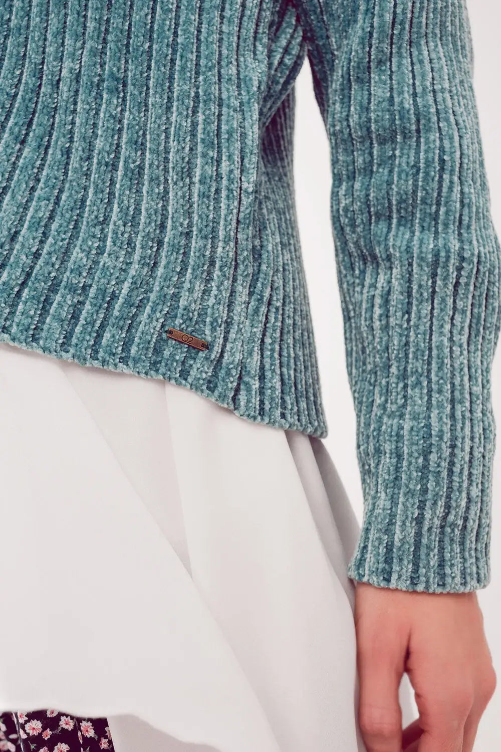 Pull en maille chenille vert - Pulls