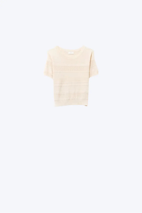 Pull en tricot à rayures texturées beige - One Size / beige - Pulls