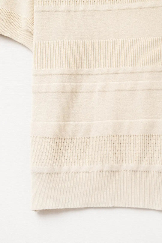 Pull en tricot à rayures texturées beige - One Size / beige - Pulls