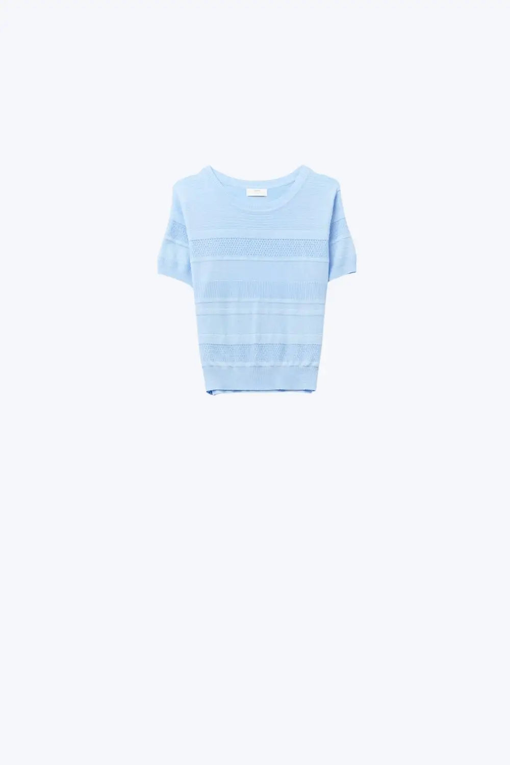 Q2 Pull en tricot à rayures texturées bleu