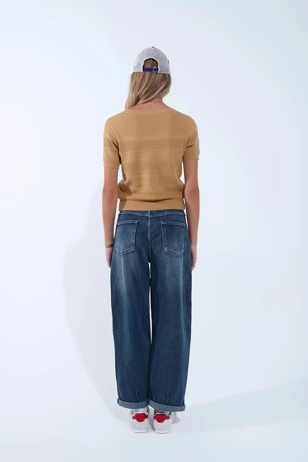 Pull en tricot à rayures texturées camel - One Size / marron - Pulls
