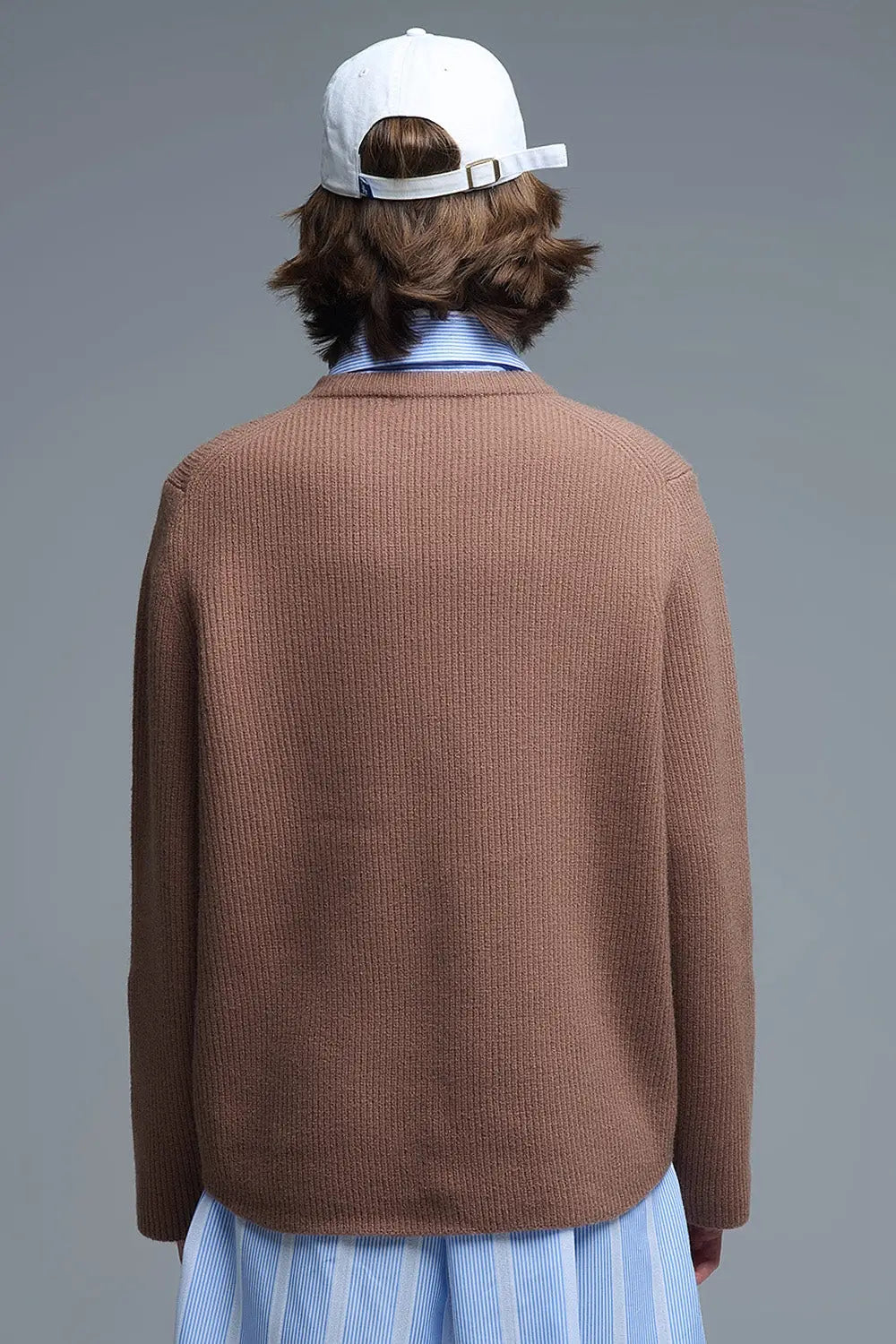 Pull en tricot confortable côtelé camel - Pulls