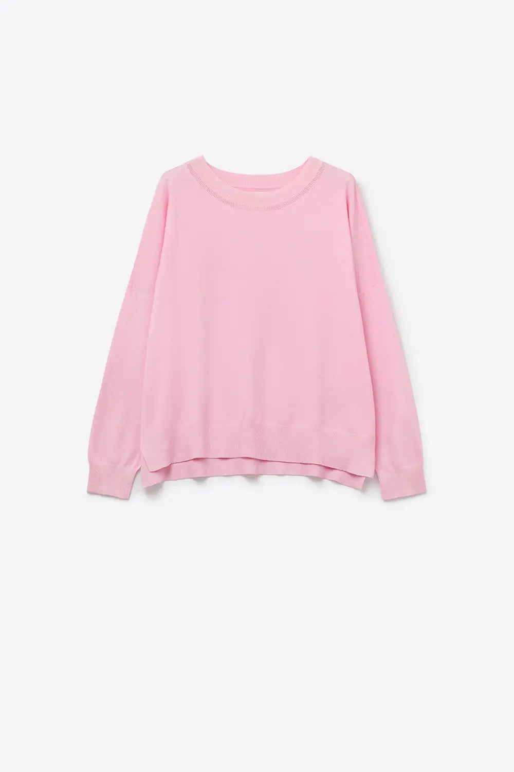 Q2 Pull en tricot rose avec col en maille