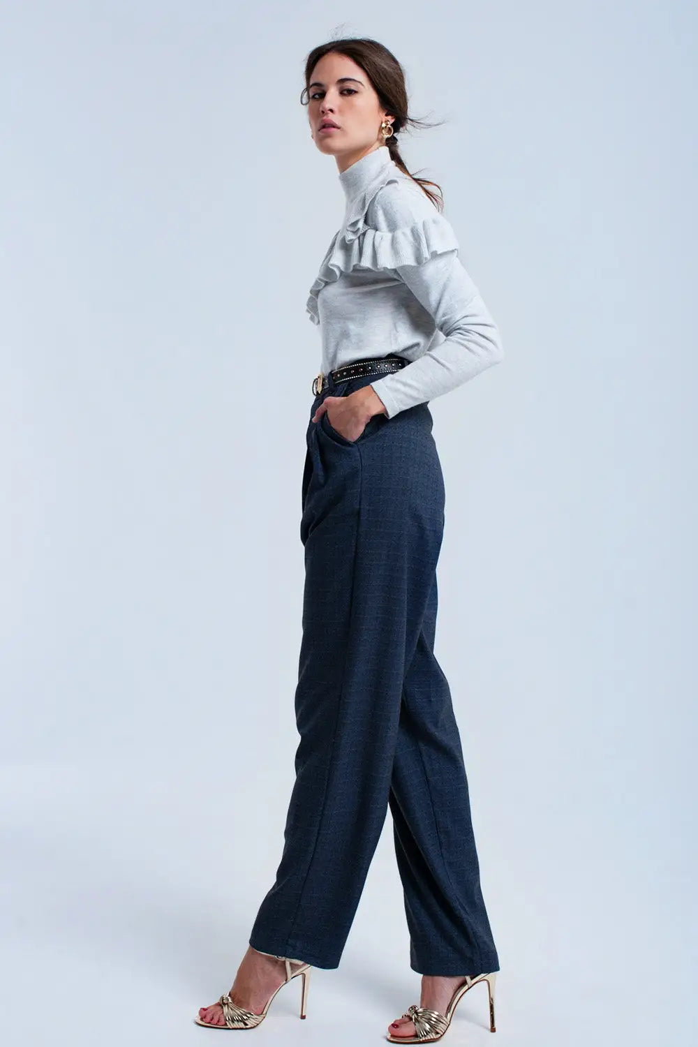 Pull gris avec volants - Pulls