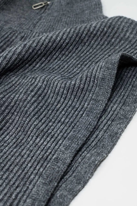 Pull gris sans manches à col roulé avec fermeture à glissière - Pulls