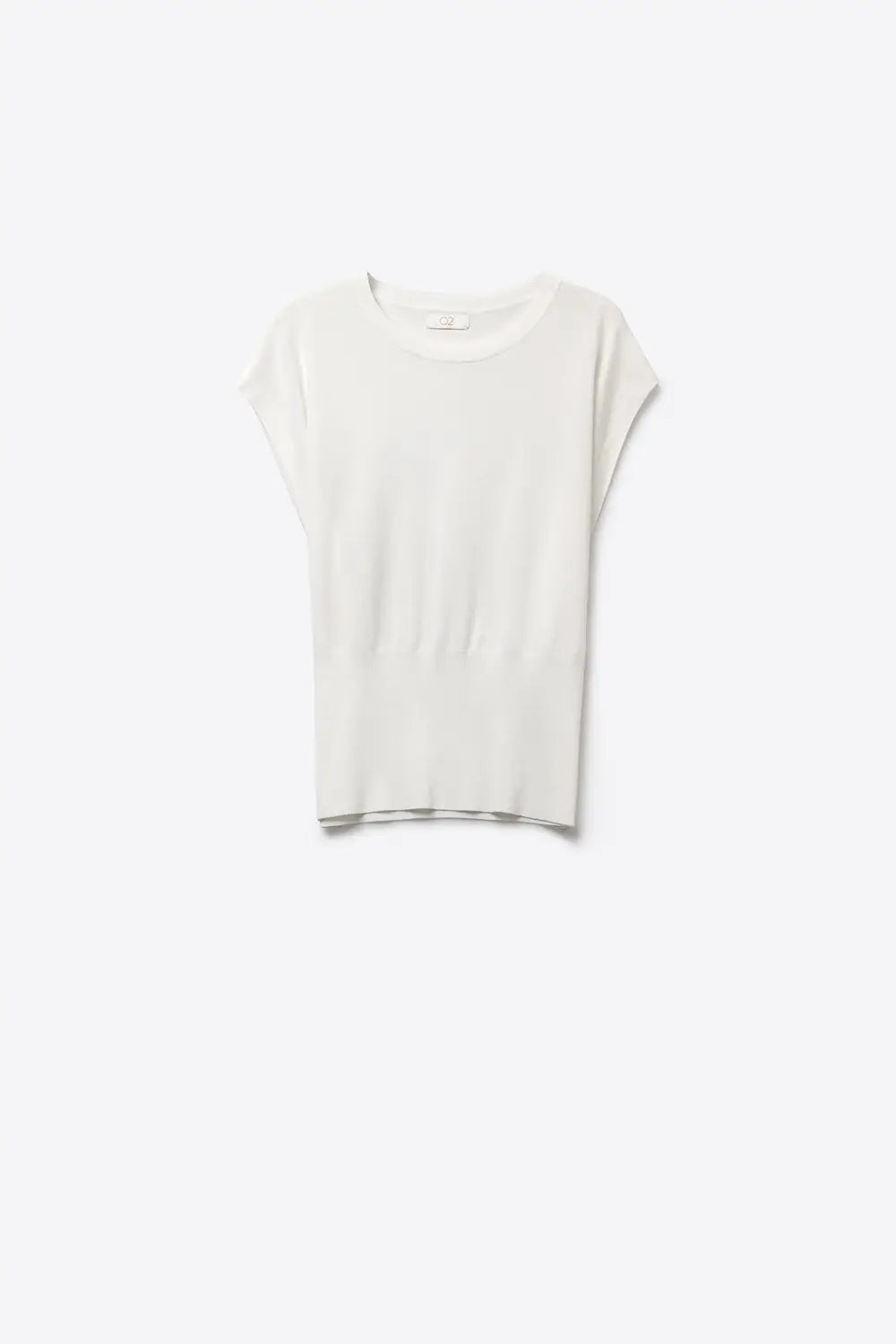Q2 Pull léger en maille avec large bande côtelée à la taille en blanc
