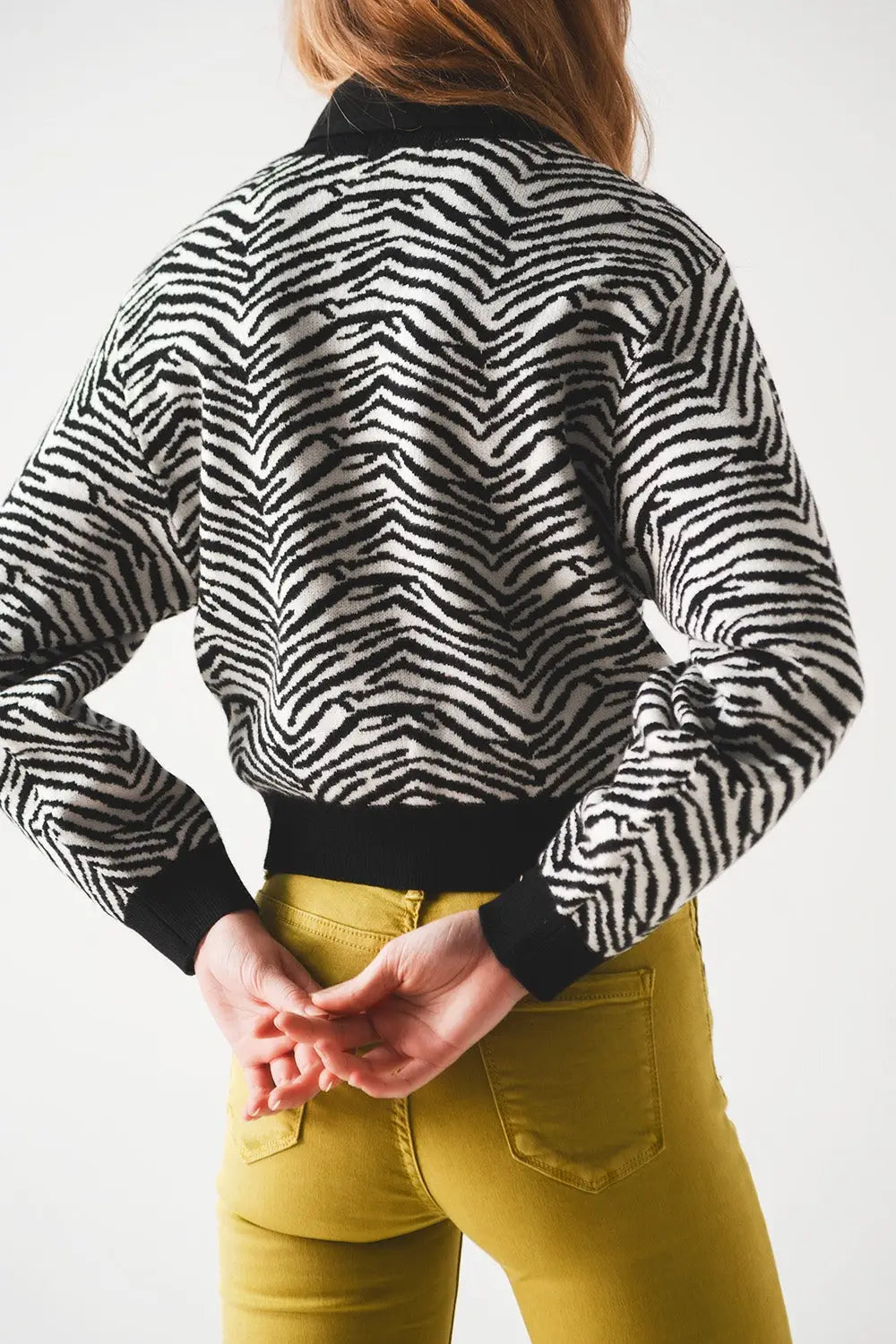 Pull noir à imprimé zébré - Pulls