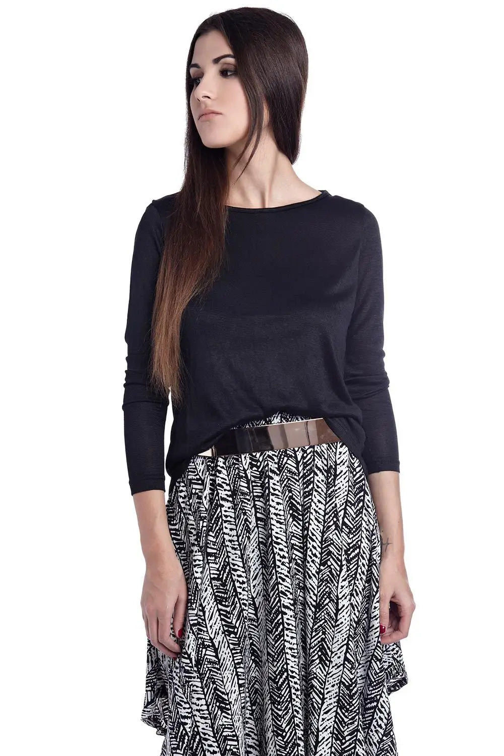 Pull noir avec dos en mousseline - Pulls