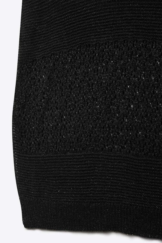 Pull noir en maille douce et ouverte avec manches tombantes - One Size / Negro