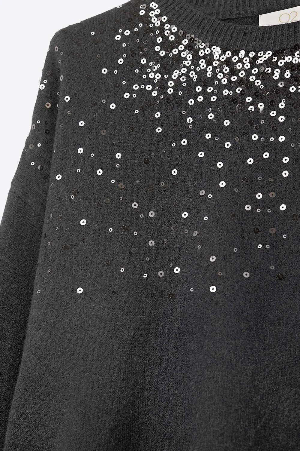 pull noir en maille douce orné de paillettes sur le devant - One Size / Negro