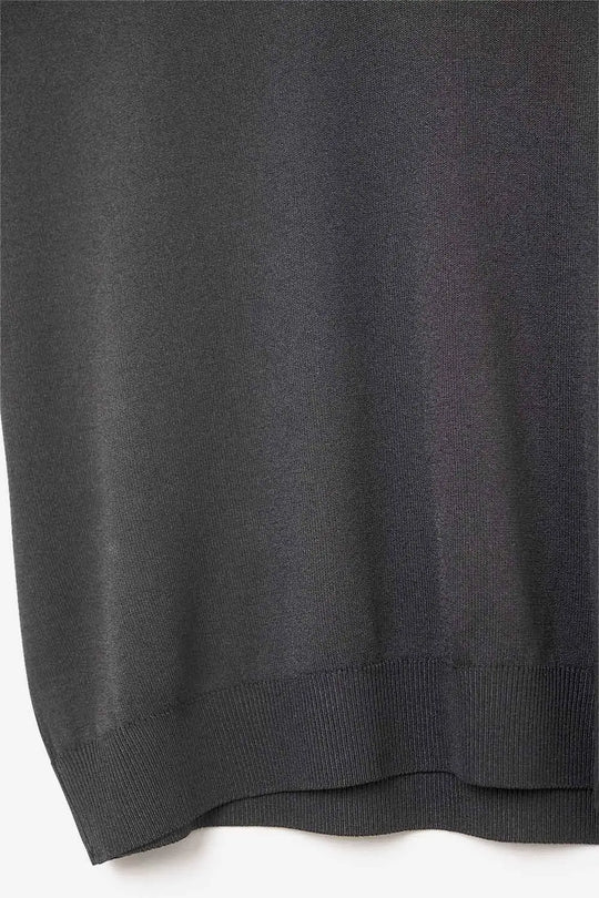 Pull noir en maille légère à col en V et manches courtes - One Size / Negro