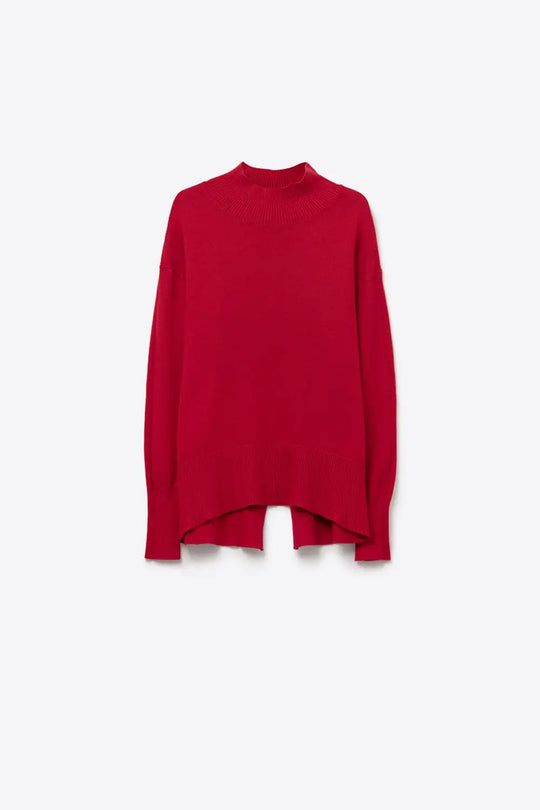 Q2 Pull-over ample rouge à dos ouvert